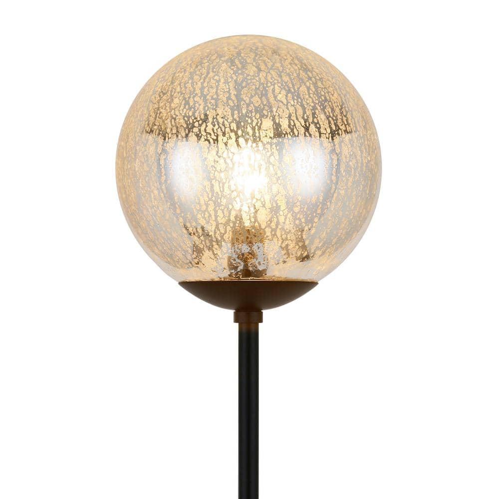 Evelyn&Zoe Oula 66" Tall Floor Lamp with Glass Shade, Blackened Bronze/Mercury Glass