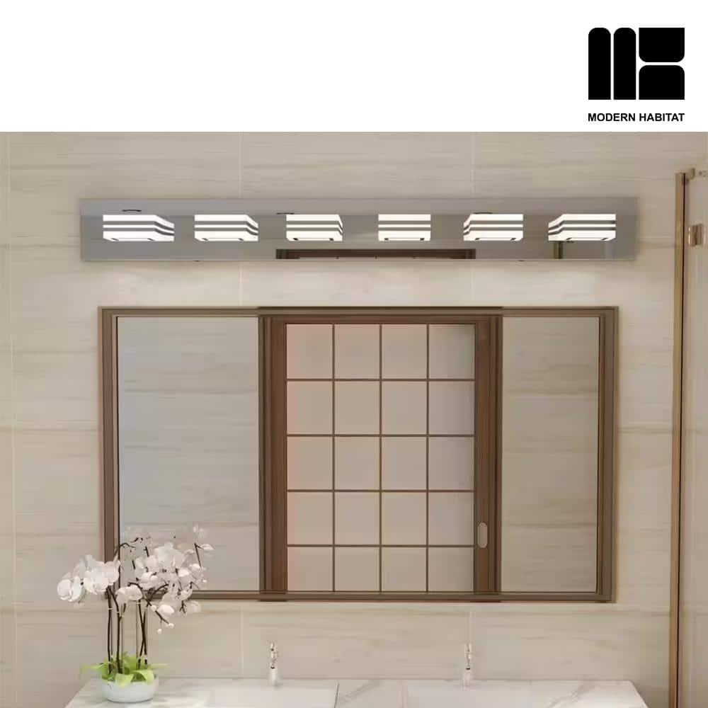 GlamourGaze 39 in. 6-Light Chrome LED Vanity Light with Bathroom