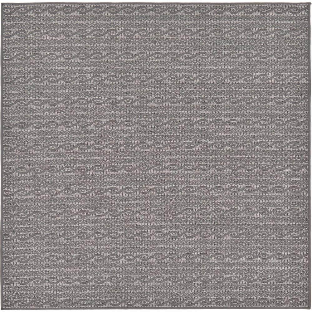 Unique Loom 6' 0 x 6' 0 Square Gray Outdoor Modern Links Area Rug