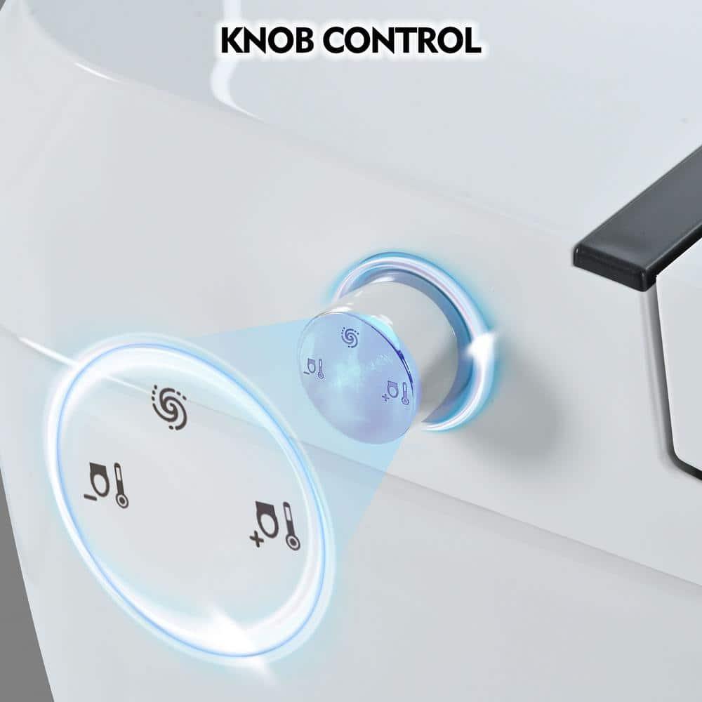 1/1.28 GPF Tankless Elongated Smart Toilet in White with Dual Flush Adjustable Temp Heated Seat Foot Sensor Flush