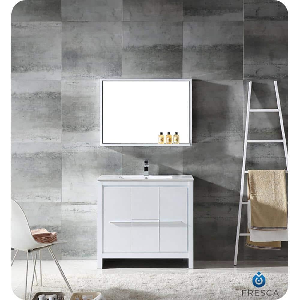 Fresca Fmr8136 Allier 35-1/2" W X 25-1/2" H Rectangular Framed Bathroom Wall Mirror -