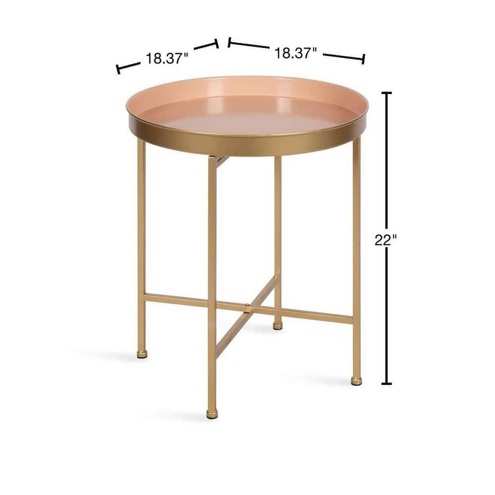 Kate and Laurel Celia Round Metal Side Table, 18.25x18.25x22, Pink and Gold