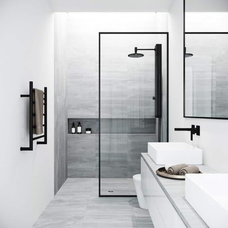 Meridian 34" W x 74" H Fixed Framed Shower Screen with 3/8" Glass