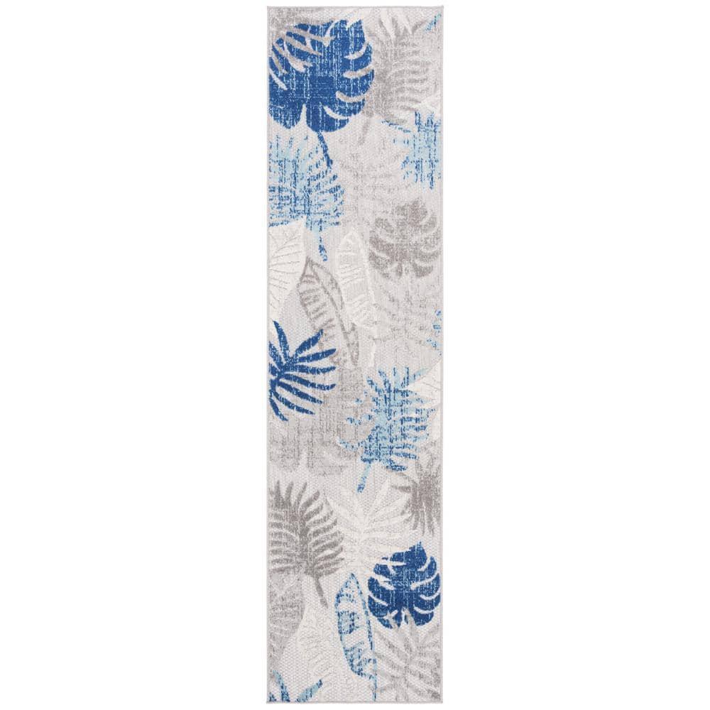 Cabana CBN831 Power Loomed Indoor/Outdoor Runner Rug - Grey/Blue - 2'x8' - Safavieh.