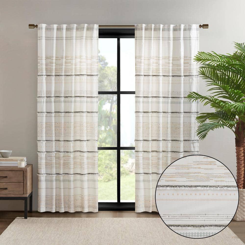 INK+IVY Nea 100% Cotton Printed Single Curtain Panel with Tassel Trim and Lining
