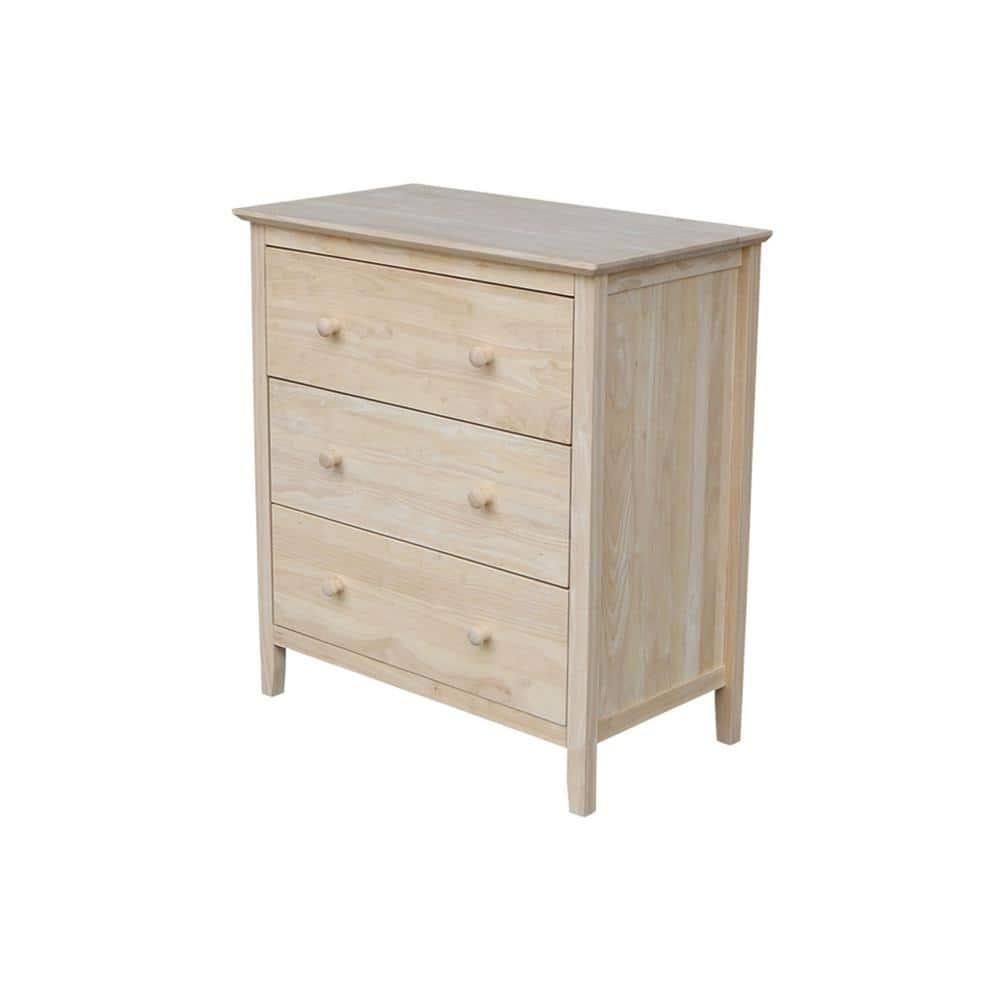Brooklyn 3-Drawer Unfinished Wood Chest of Drawers