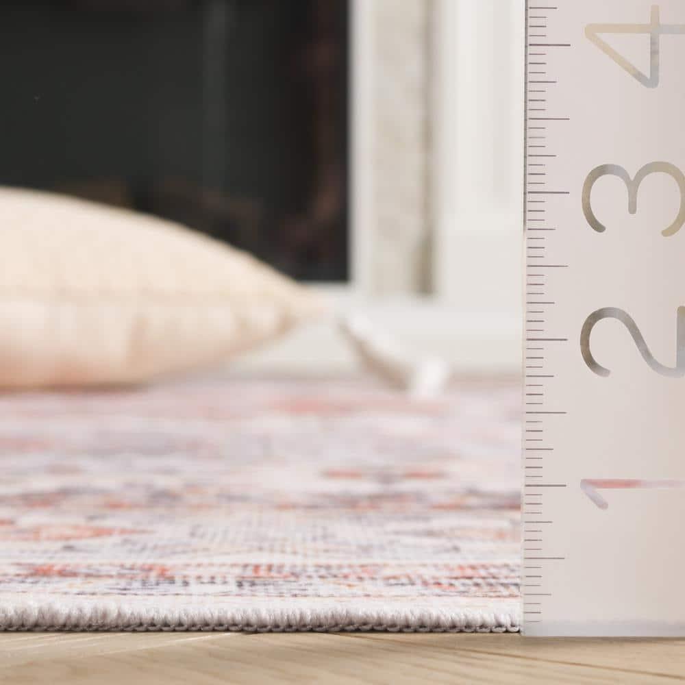 Arizona ARZ512 Power Loomed Machine Washable Area Rug - Rust/Light Blue - 5'x8' - Safavieh.