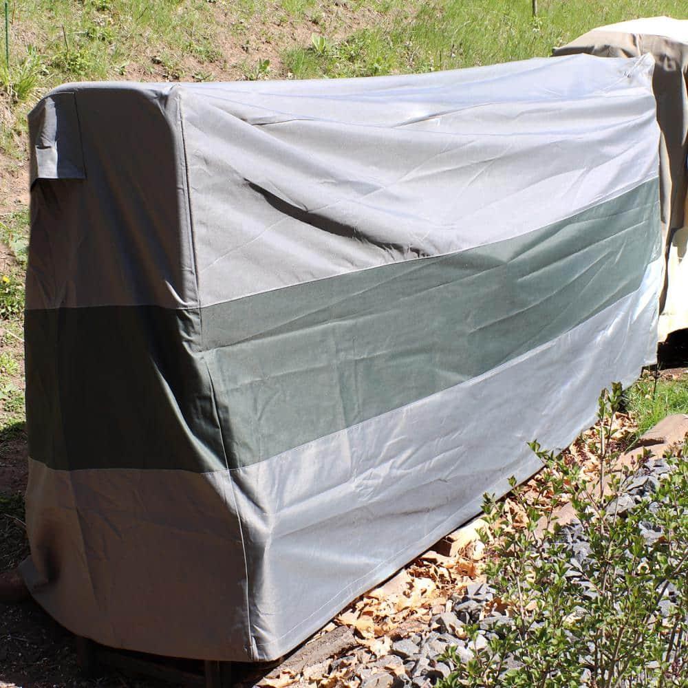 Sunnydaze Outdoor Weather-Resistant Heavy-Duty Polyester with PVC Backing Firewood Log Rack Cover - 4' 2" - Gray and Green