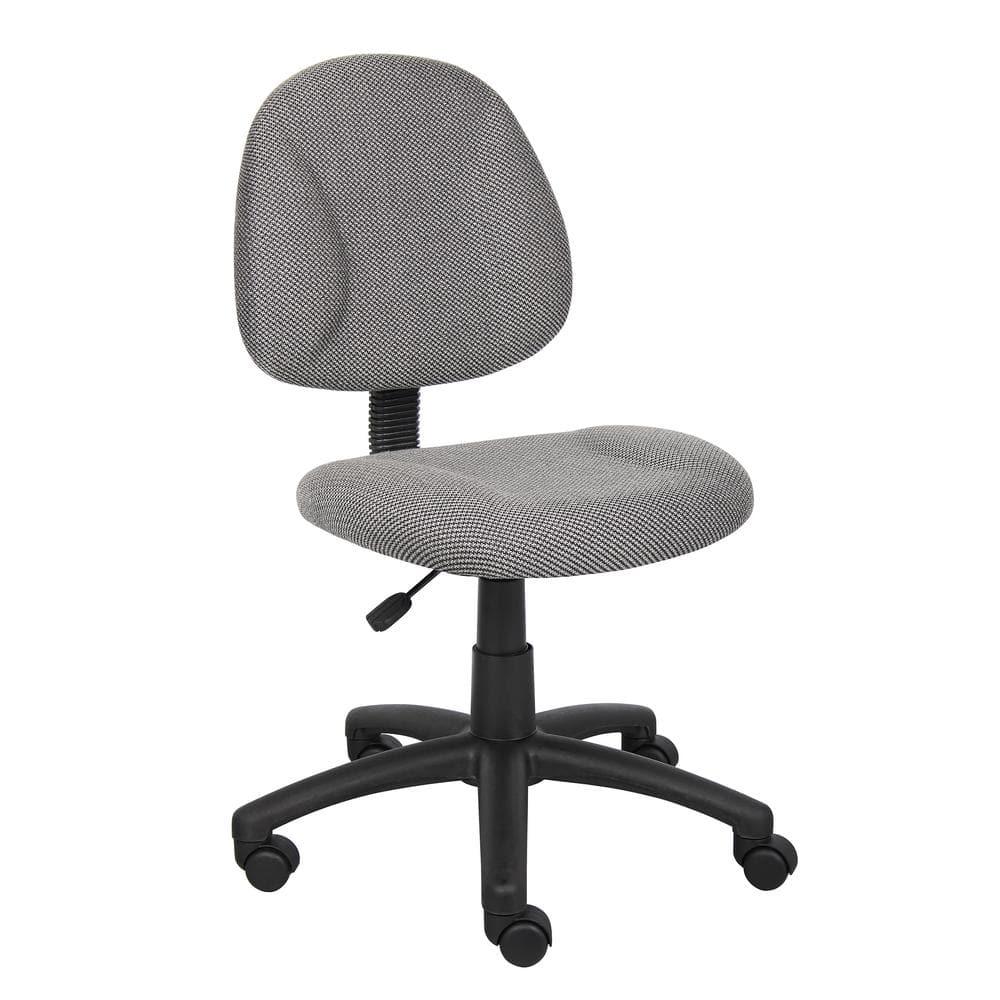 Boss Office Products Deluxe Posture Chair Gray : Ergonomic Swivel Computer Chair with Lumbar Support, Nylon Legs