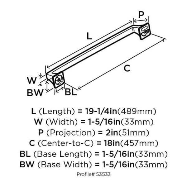 Amerock Mulholland 18 inch (457mm) Center-to-Center Satin Nickel Appliance Pull