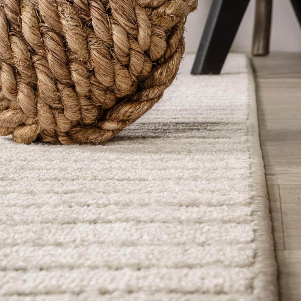 JONATHAN Y Hallie High-Low Minimalist Curve Geometric Ivory/Cream 4 ft. x 6 ft. Indoor/Outdoor Area Rug