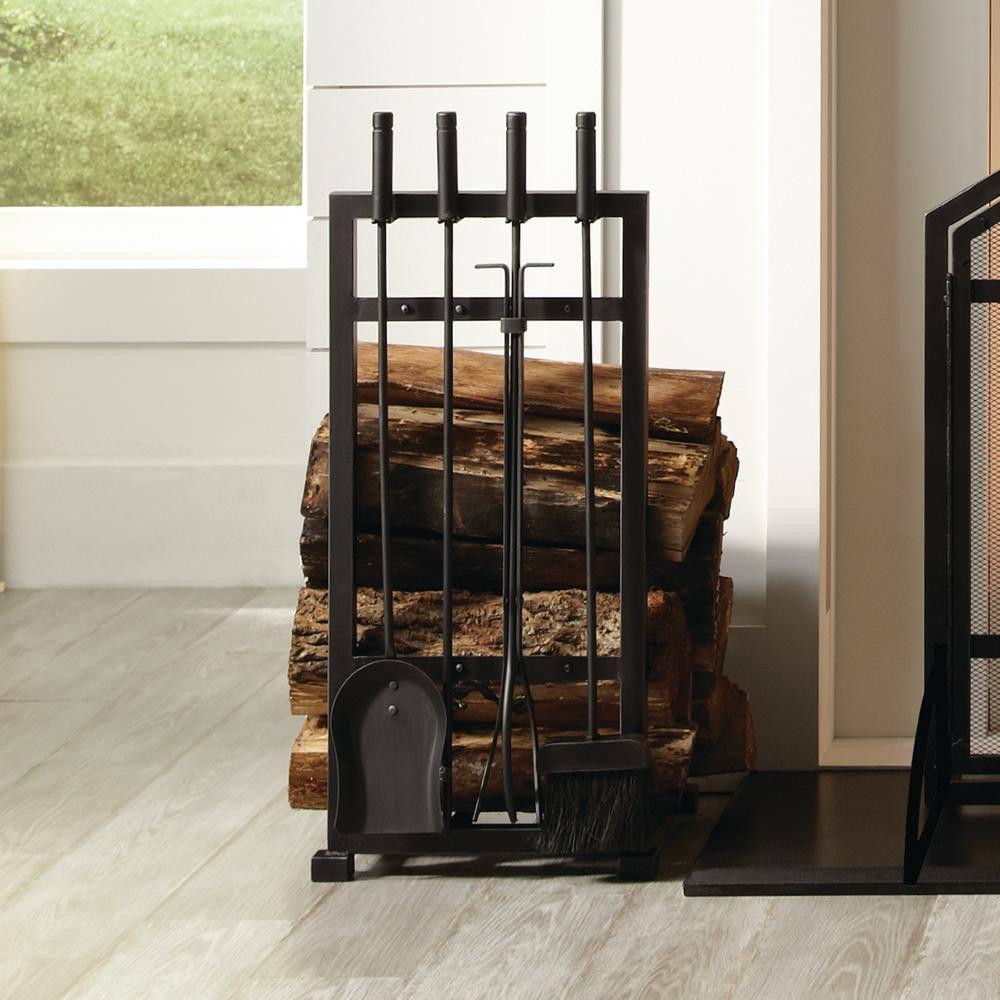 Pleasant Hearth FA338LT Harper Steel Log Rack with Tools