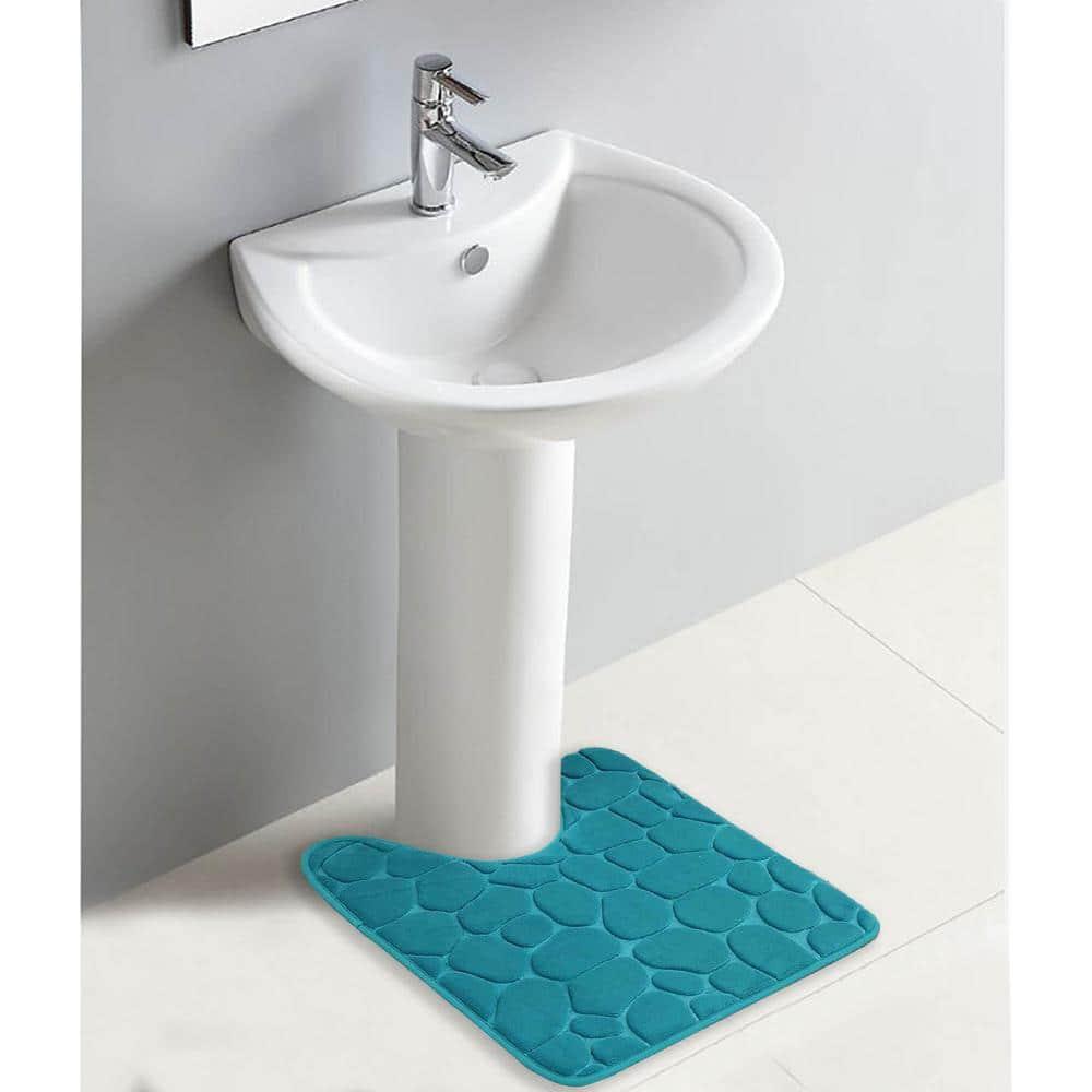 Contour Bath Rug Memory Foam Mat 3D Pebble 20âL x 20âW Peacock Blue
