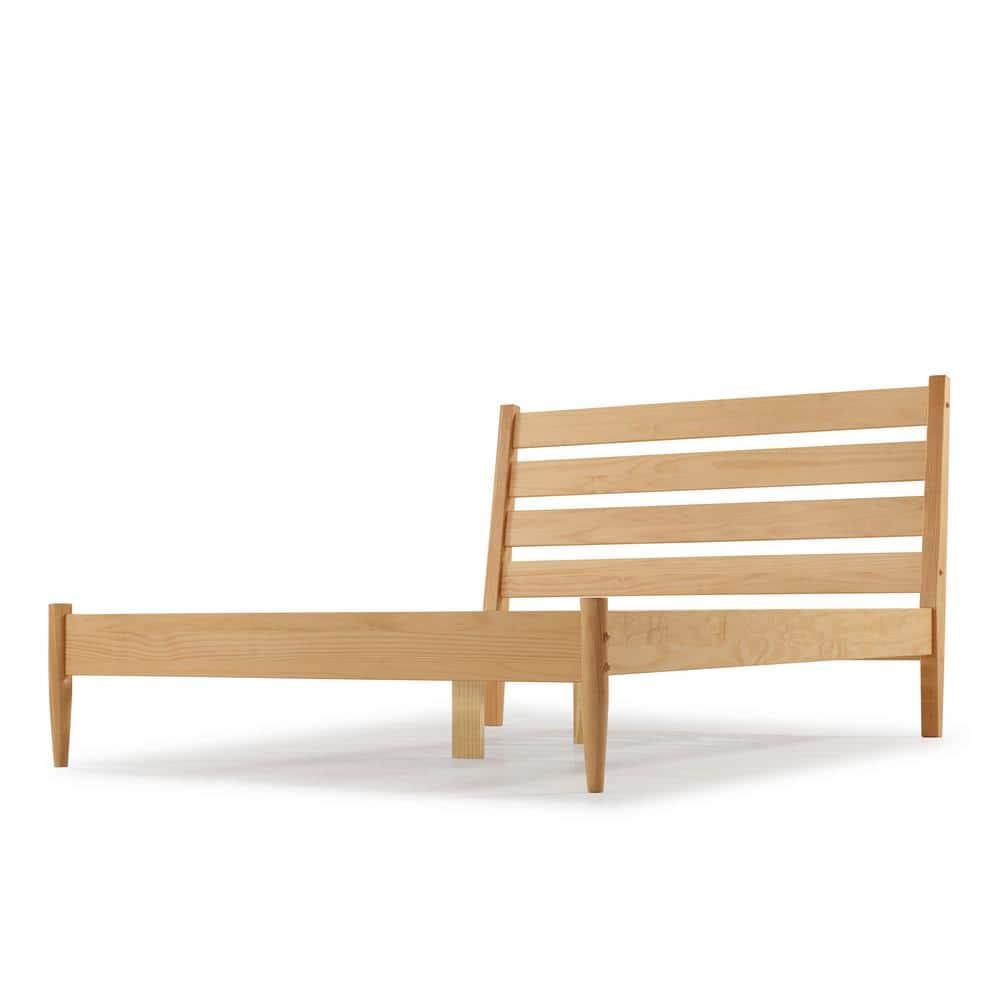 Camaflexi Mid-Century Solid Wood Queen Platform Bed in Scandinavian Oak 100% Solid Wood