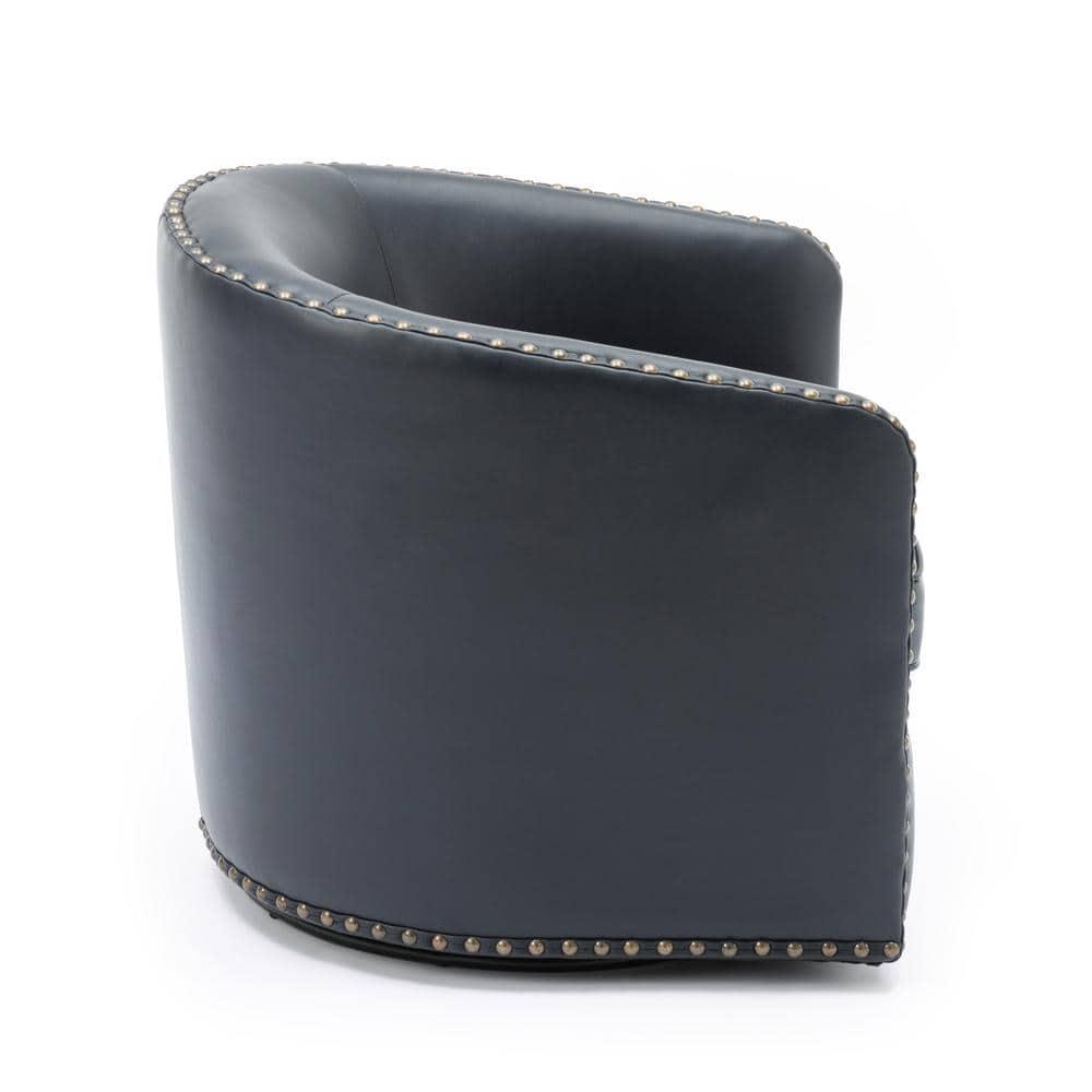 Comfort Pointe Tyler Swivel Arm Chair Midnight Blue: Upholstered, Nailhead Trim, Foam Filled, Wood Frame