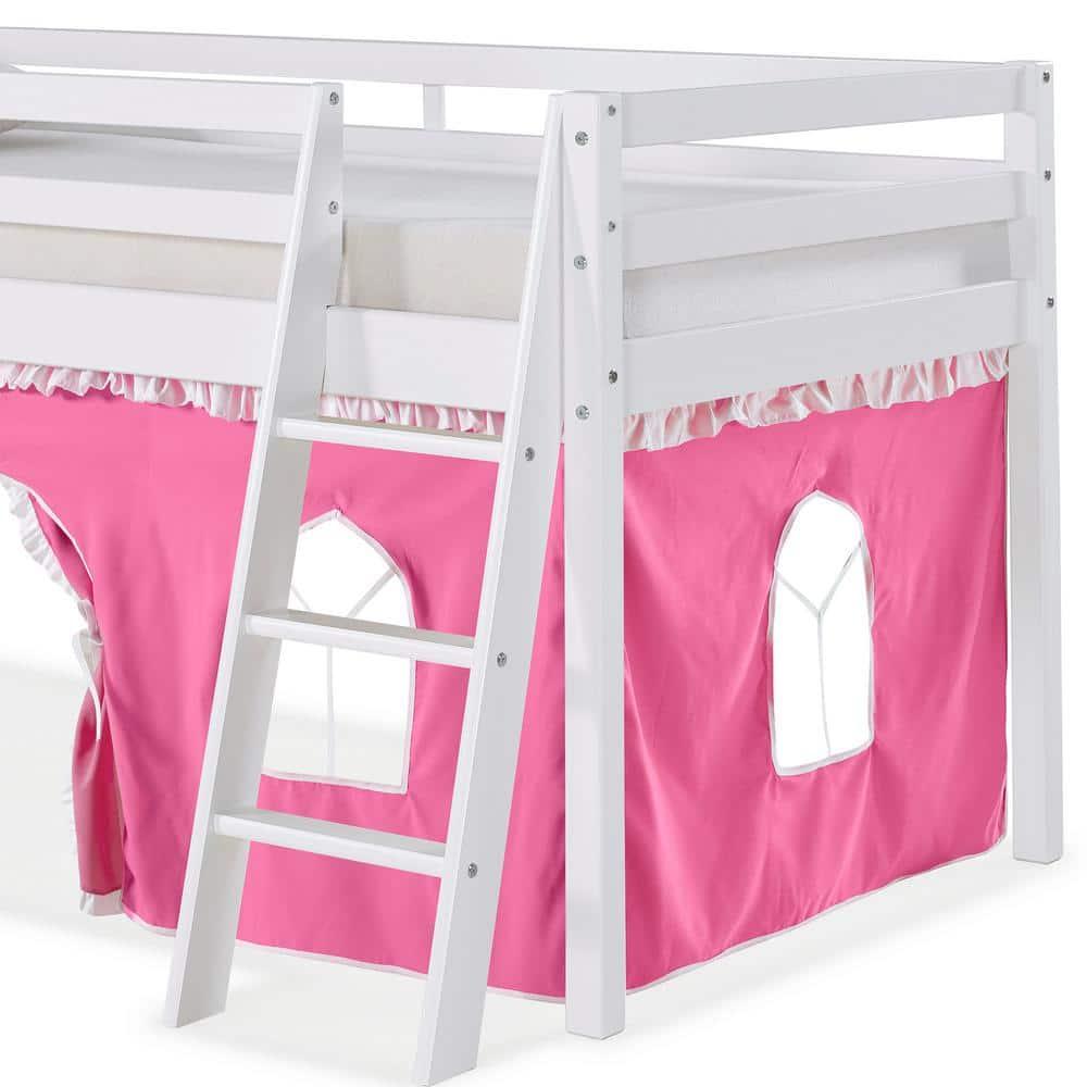 Alaterre Furniture Twin Roxy Junior Kids' Loft Bed with Tent Pink/White