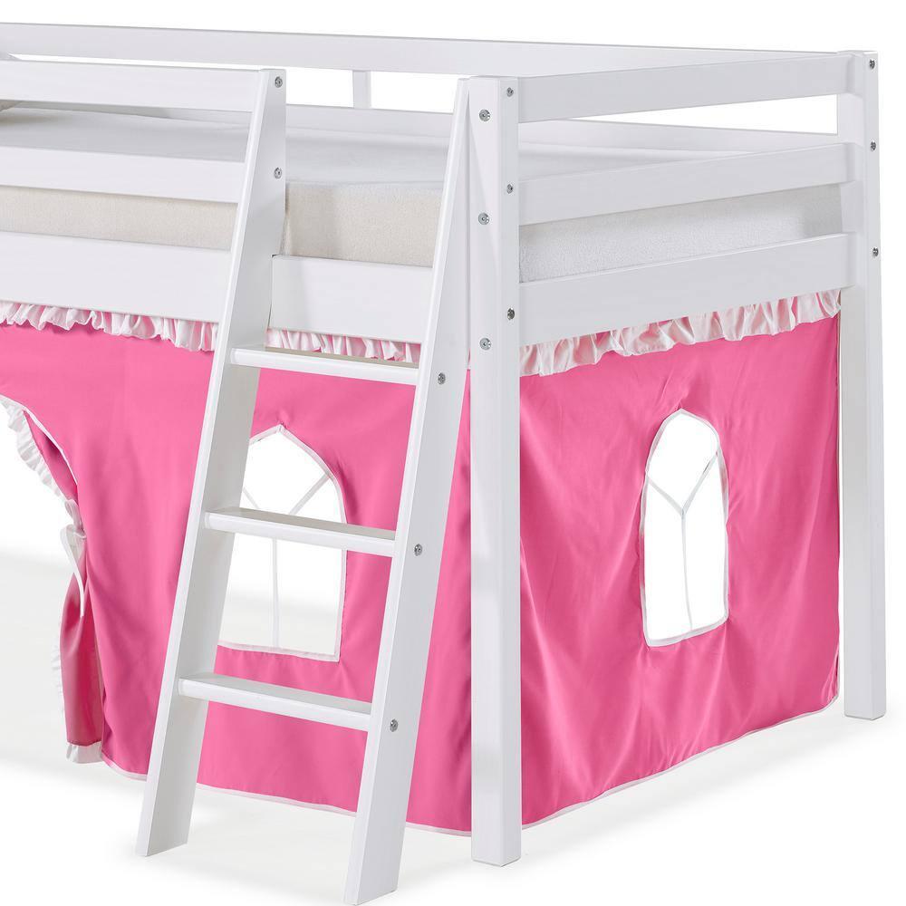 Alaterre Furniture Twin Roxy Junior Kids' Loft Bed with Tent Pink/White