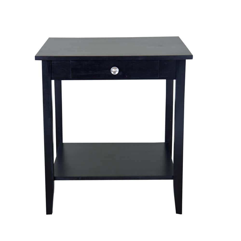 Casual Contemporary Living 2-Tier Solid Acacia End Table with Drawer - Black