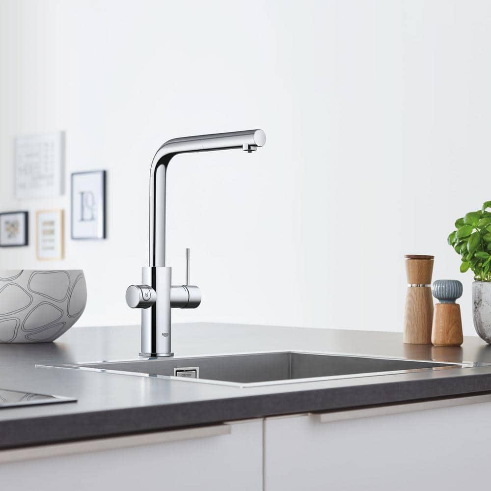 Blue Pull Out Single Handle Kitchen Faucet with Accessories