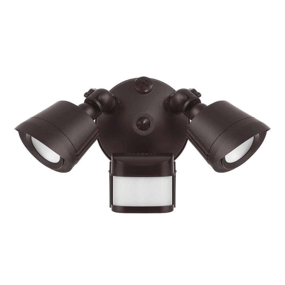 120 Watt 2 - Head LED Hardwired Dusk to Dawn Outdoor Security Flood Light with Motion Sensor