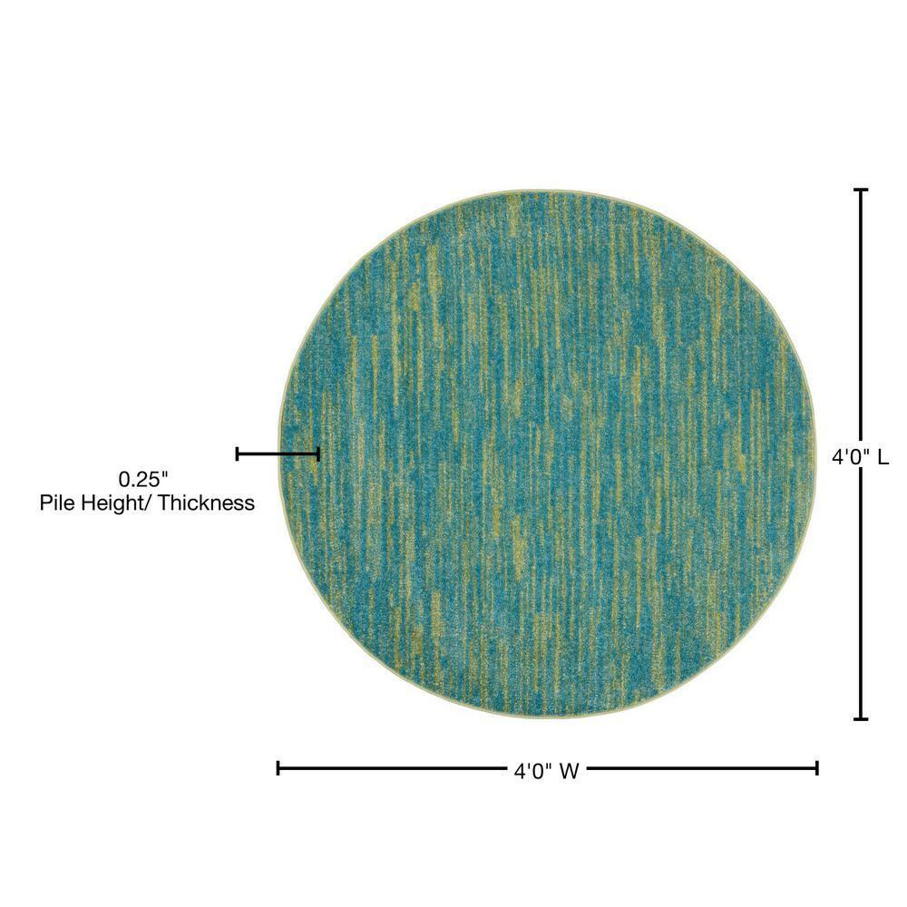Nourison Nourison Essentials NRE01 Indoor/outdoor Area Rug - Blue Green 4' x round