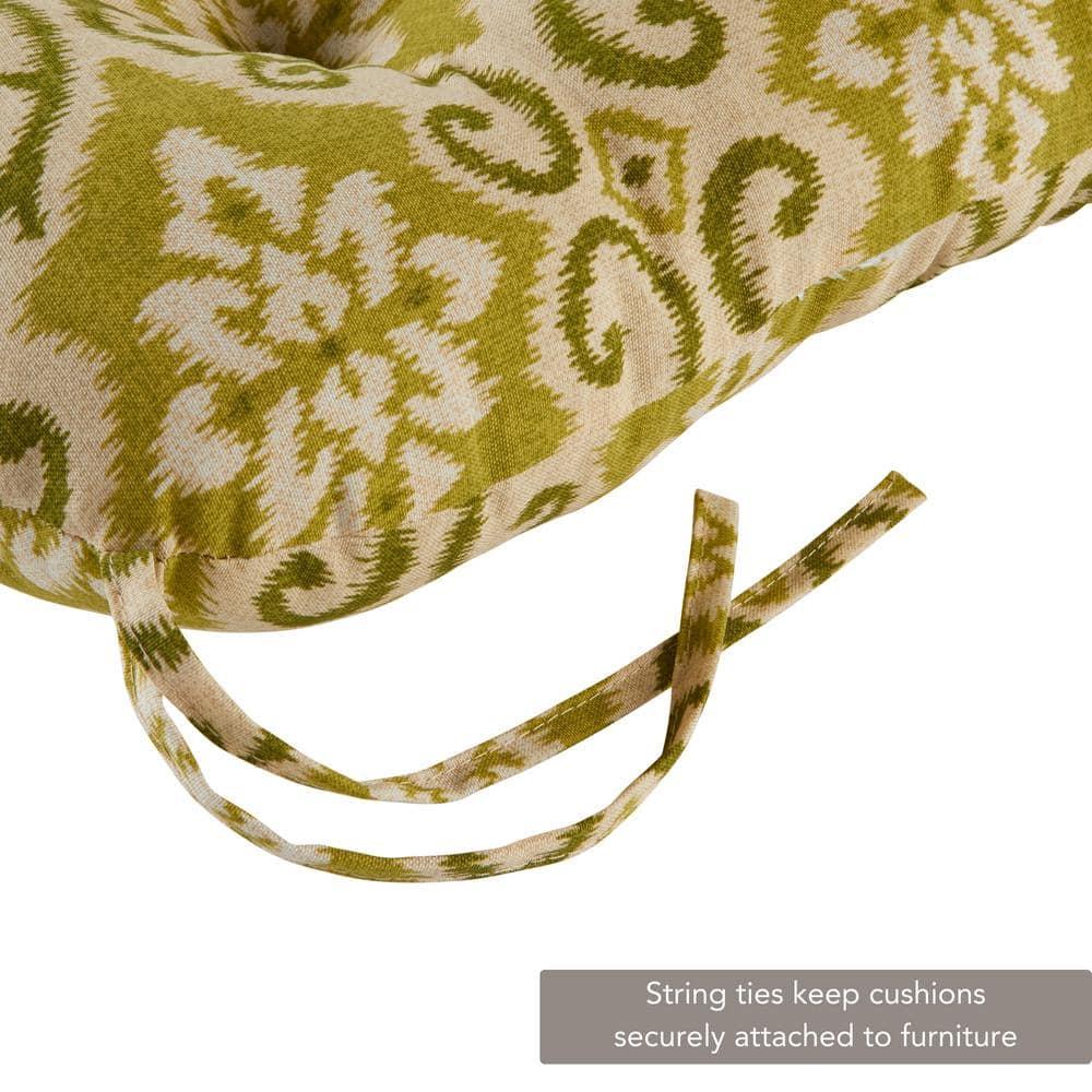 Greendale Home Fashions Shoreham Green Ikat 42 x 21 in. Outdoor Reversible Tufted Chair Cushion