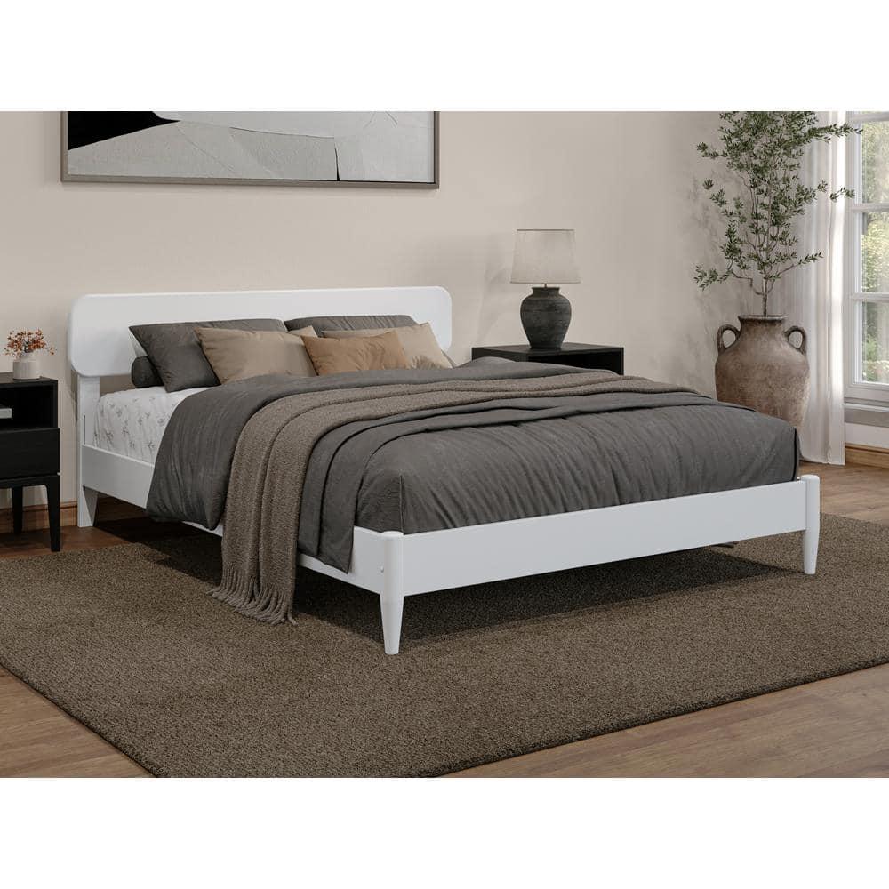AFI Florence Queen Solid Wood Low Profile Platform Bed, White
