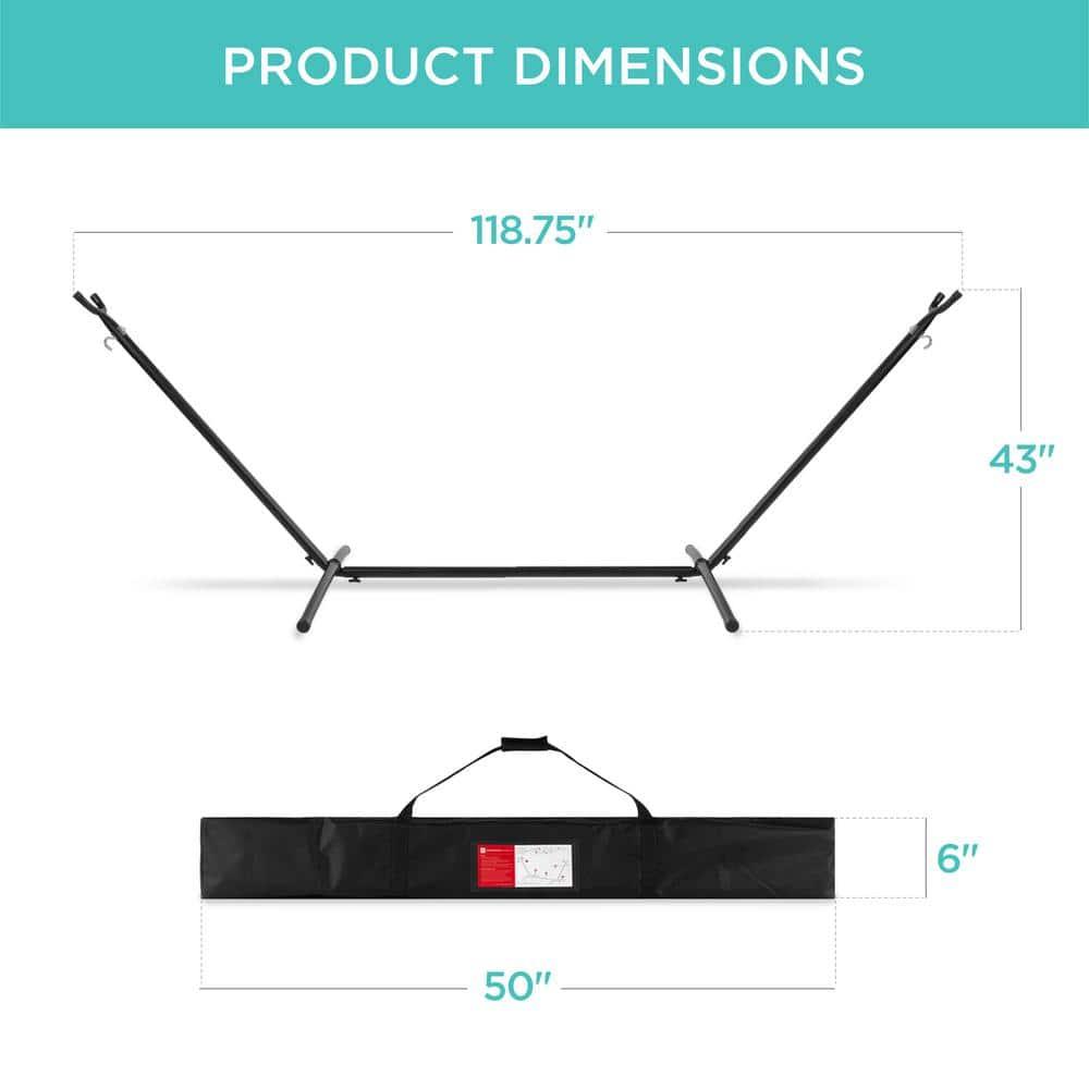 Best Choice Products 2-Person Brazilian-Style Cotton Double Hammock with Stand Set w/ Carrying Bag - Steel