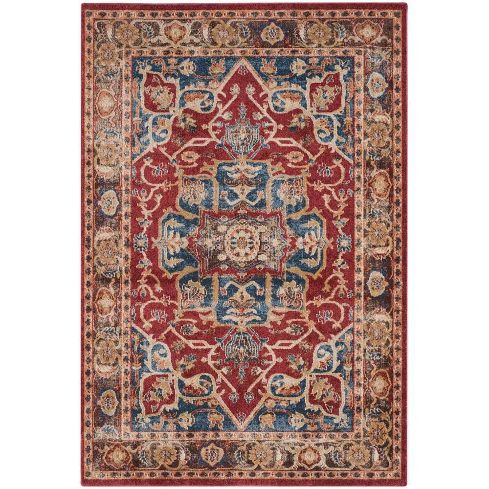 SAFAVIEH Bijar Jules Oriental Area Rug, Red/Royal, 4' x 6'