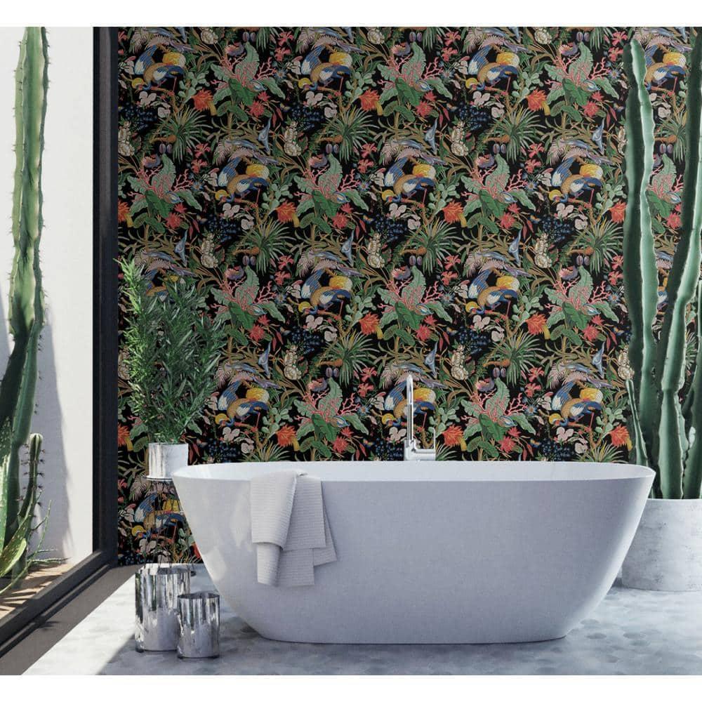 NextWall Ebony Tropical Canopy Peel and Stick Wallpaper