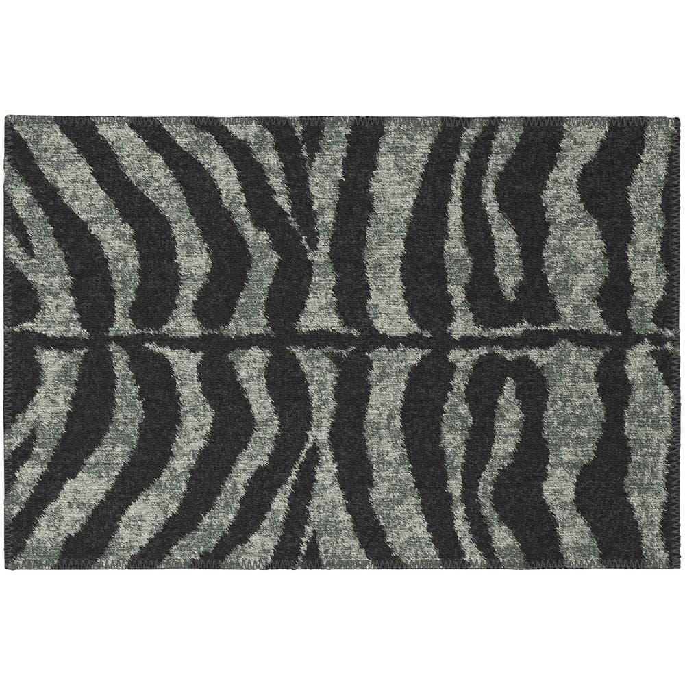 Addison Rugs Addison Indoor/ Outdoor Safari Zebra Animal Print Washable Area Rug 1'8" x 2'6" - Shadow