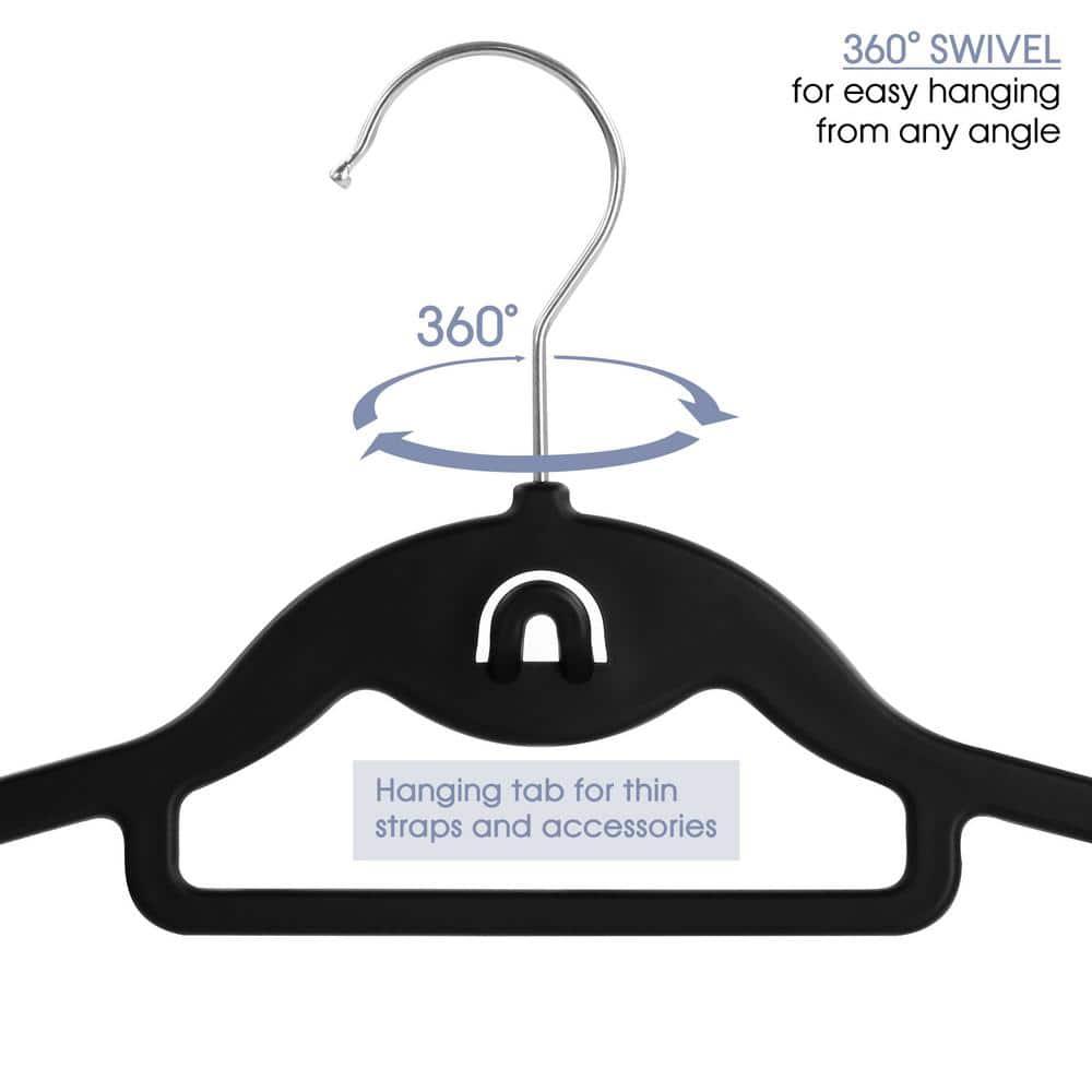 Elama Home 30 Piece Rubber Non Slip Hanger with Hanging Tab in Black