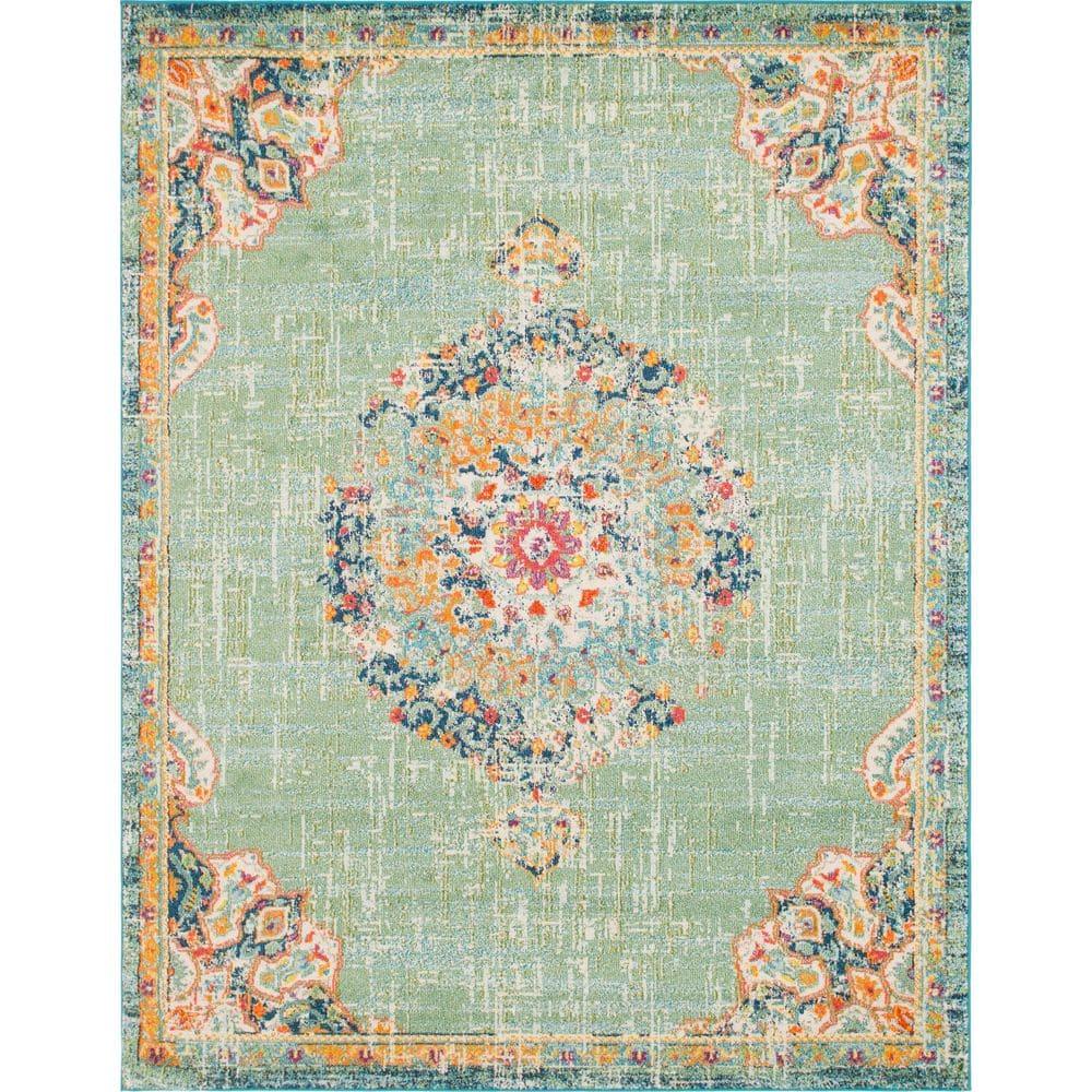 Unique Loom Penrose Collection Area Rug - Alexis (8' x 10' Rectangle Green/Black)