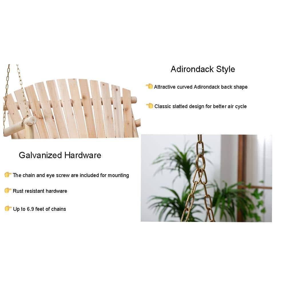 Anraja 4 Foot 2 Seat Porch Swing Hanging Wood, Unfinished