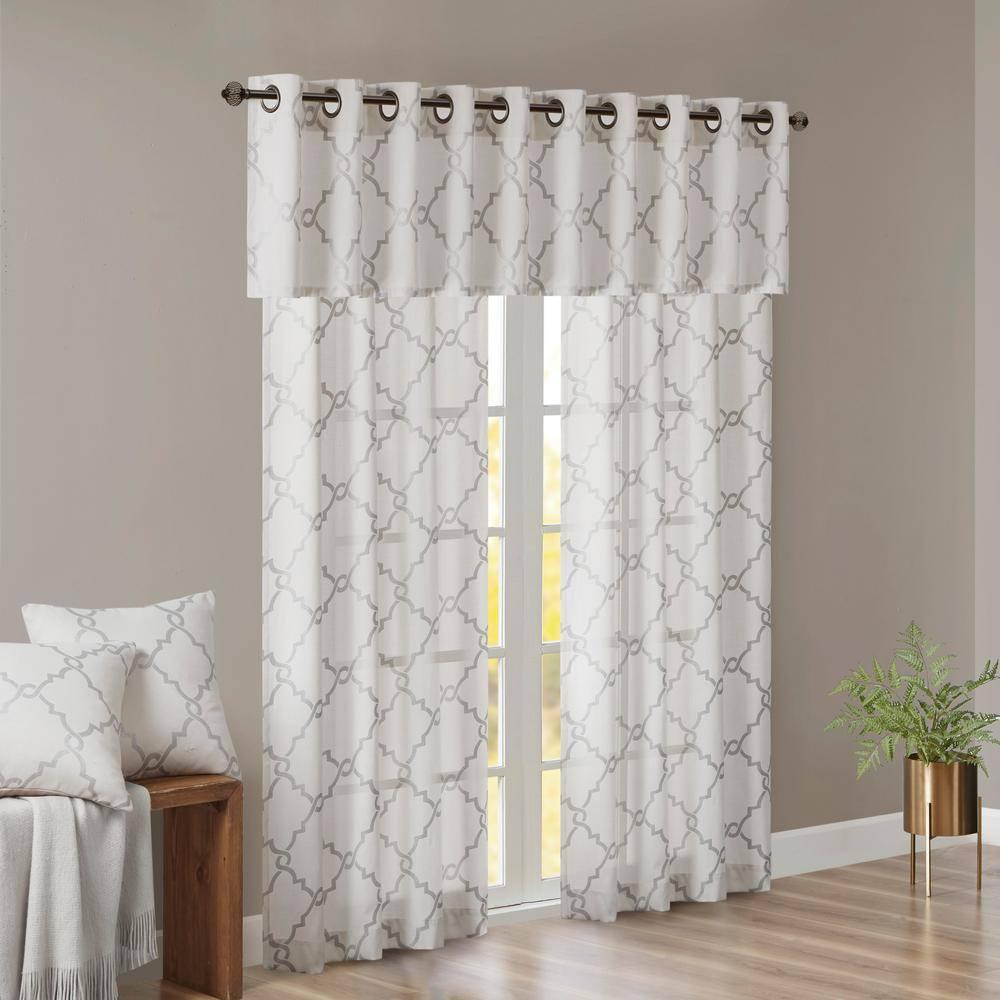 Madison Park Saratoga Fretwork Print Grommet Top Single Window Valance