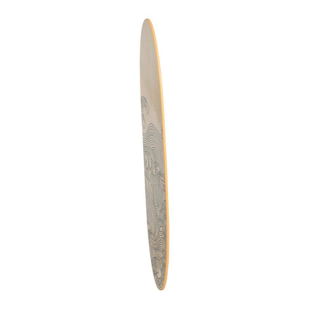 Storied Home Lacquered Wood Surfboard Wall Decor with Waves Hangs Vertical or Horizontal: Matte Finish, Abstract Pattern