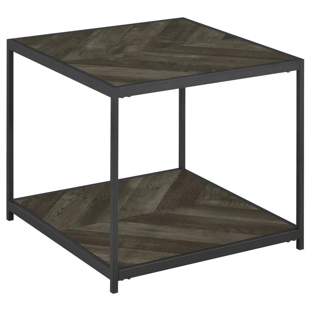 Beckley Wood End Table Gray Herringbone/Black - Coaster