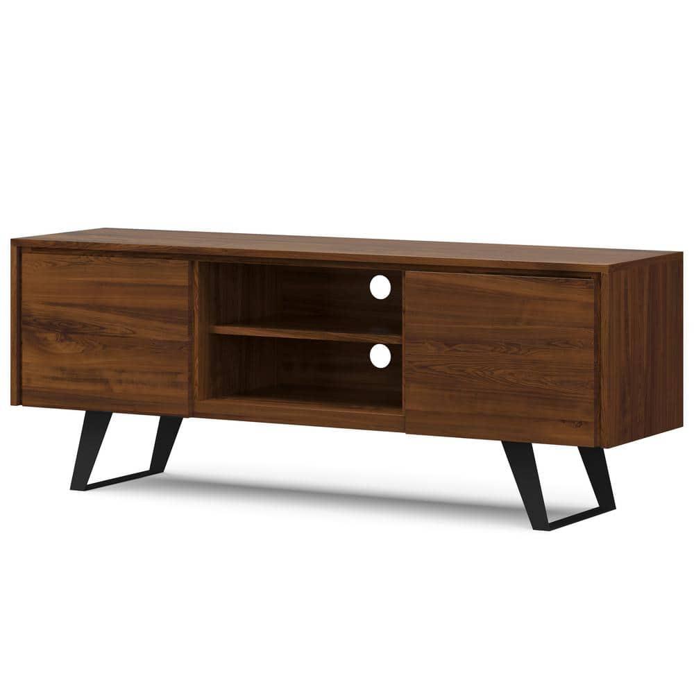 Simpli Home Lowry 63"W Solid Wood Modern Industrial TV Stand for TVs up to 70" with Storage