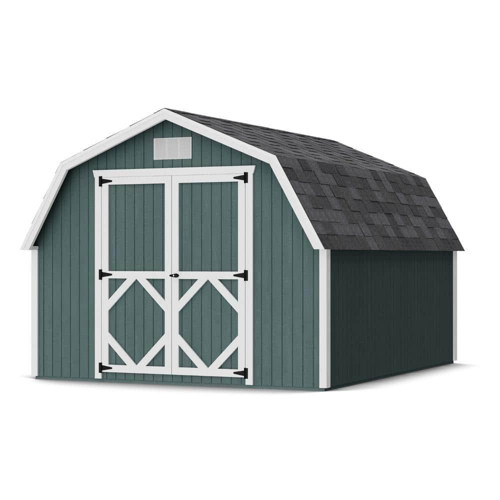 Little Cottage Co. 10x12 Classic Gambrel Barn with 4 ft. Sidewalls and Floor, Outdoor Wood Storage Shed Do-It-Yourself Precut Kit