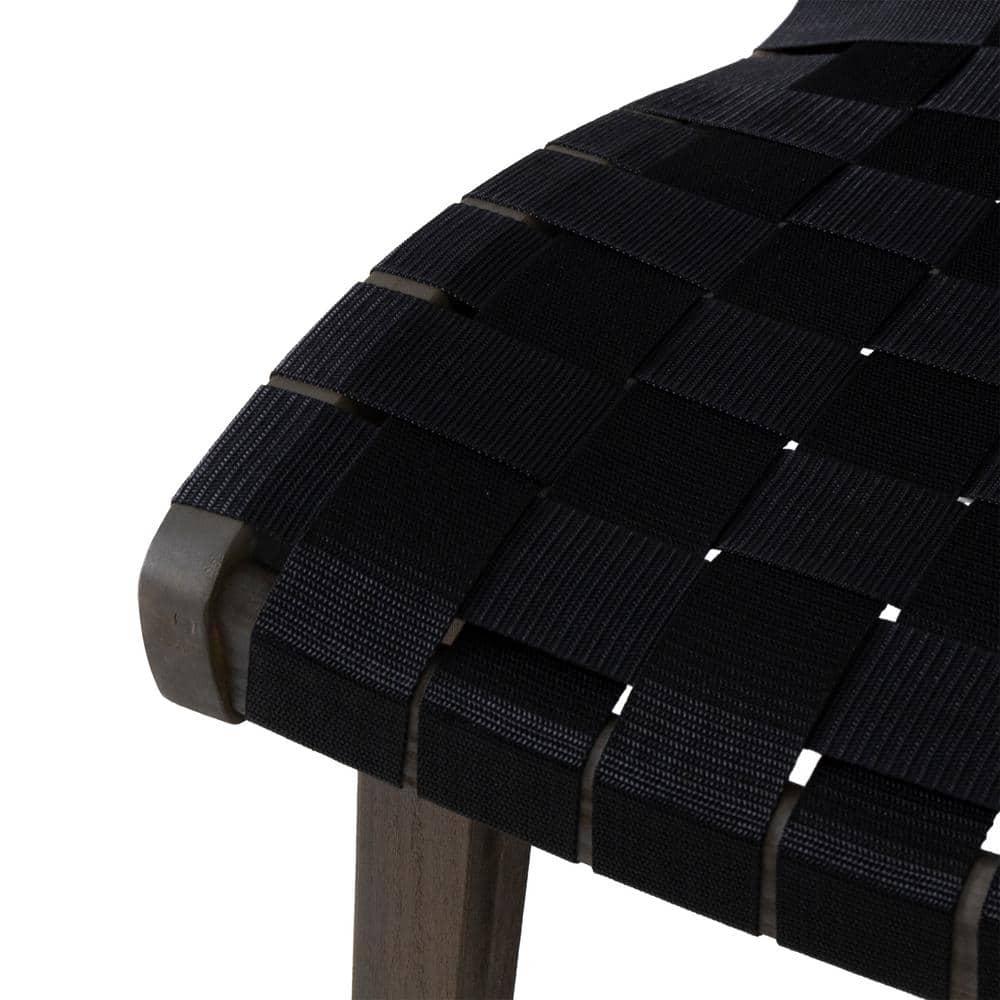 Morganton Rope Weave Outdoor Lounge Chair, Set of 2, Black and Teak