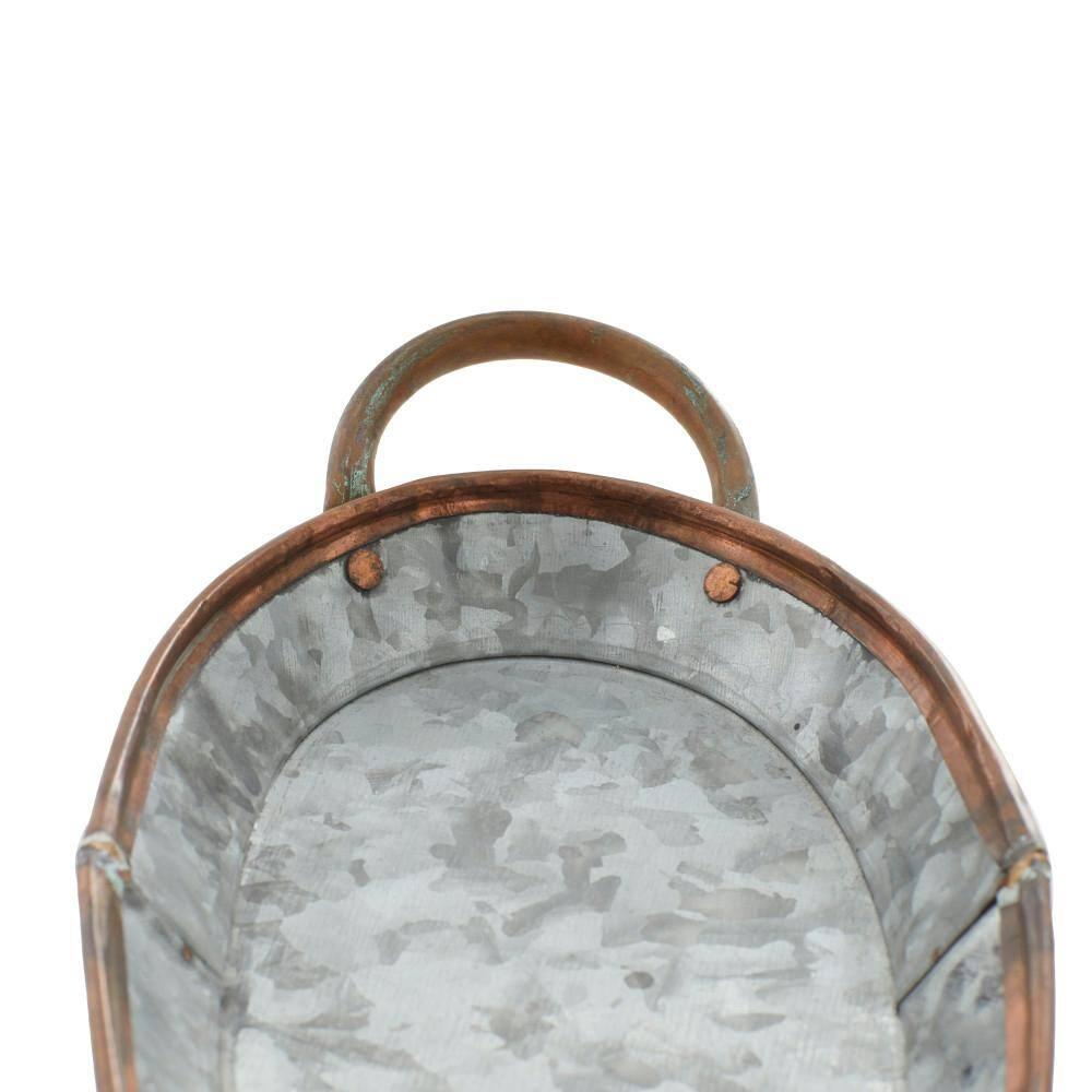 DecMode 14", 22", 28"W Gray Metal Galvanized Tray, 3-Pieces
