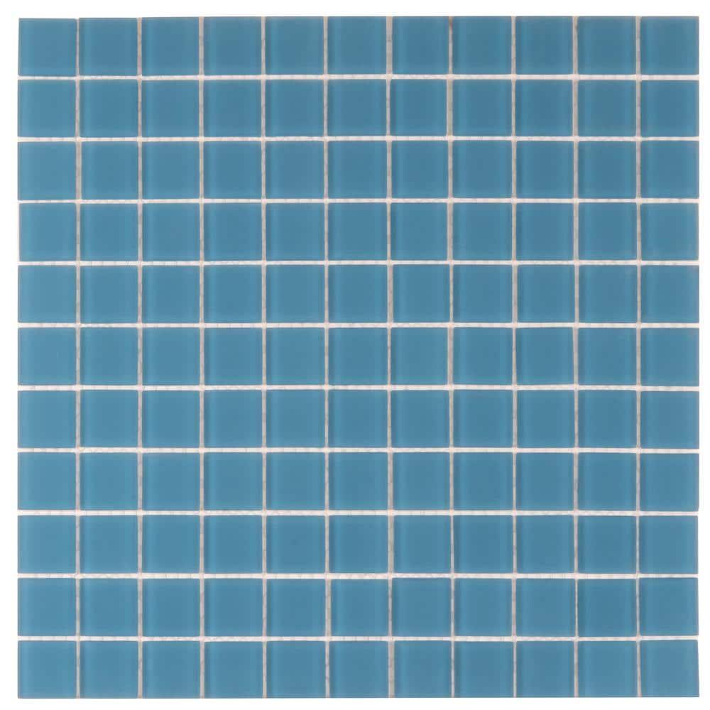 10 pack Cerulean Blue 11.8 in. x 11.8 in. 1X1 Matte Finished Glass Mosaic Floor and Wall Tile (9.67 Sq. ft./Case)