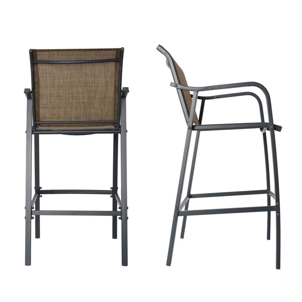 Crestlive Products Lightweight with Curved Backrest Weather-Resistant Bar Stools Set of 2, Earth