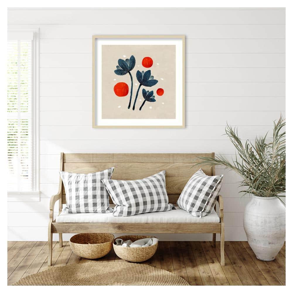Amanti Art 33"x33" Blue Flowers II by Katie Oshea Wood Framed Wall Art Print
