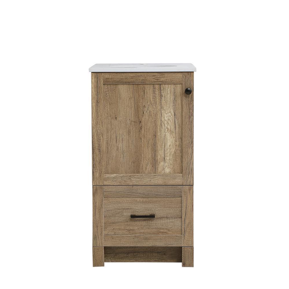 18 in. Single Bathroom Vanity, Natural Oak