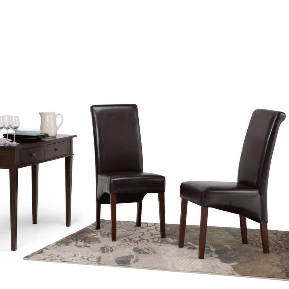 Simpli Home Avalon Upholstered Parson Dining Chair with Ergonomic Curved Backrest in Modern Style (Set of 2) (Set of 2)