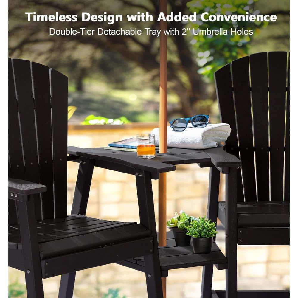 Rosecliff Heights HDPE Tall Adirondack Chair Set with Removable Double Trays (Set of 2)
