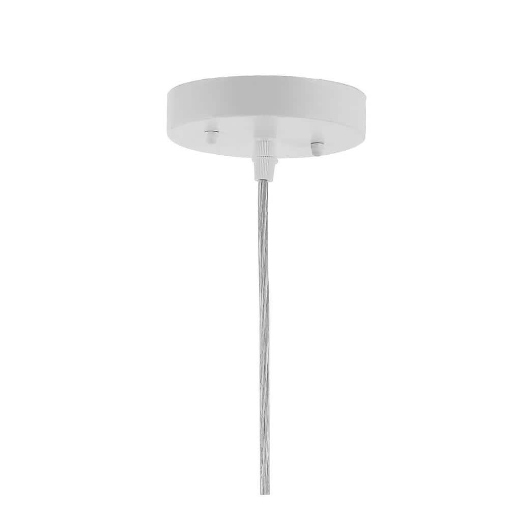 Luna 15.75" 1-Light Bohemian Modern Woven Rattan/Iron LED Pendant, Cream/White