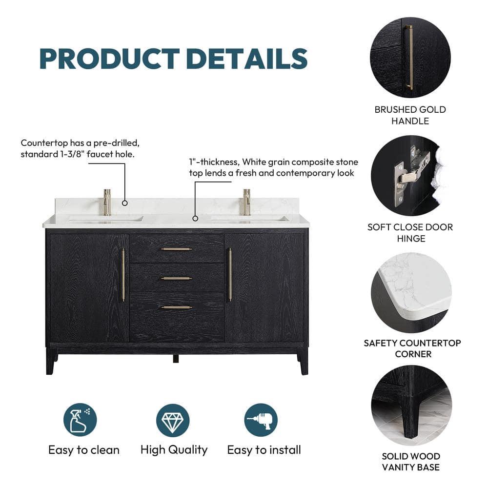 Langosta 60'' Free Standing Double Bathroom Vanity with Top