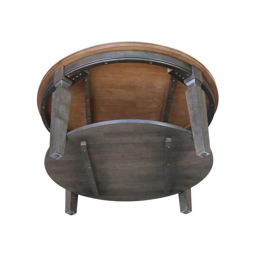 Vista Round Coffee Table Hickory Brown - International Concepts: Solid Wood, Mid-Century Modern, Fixed Shelf